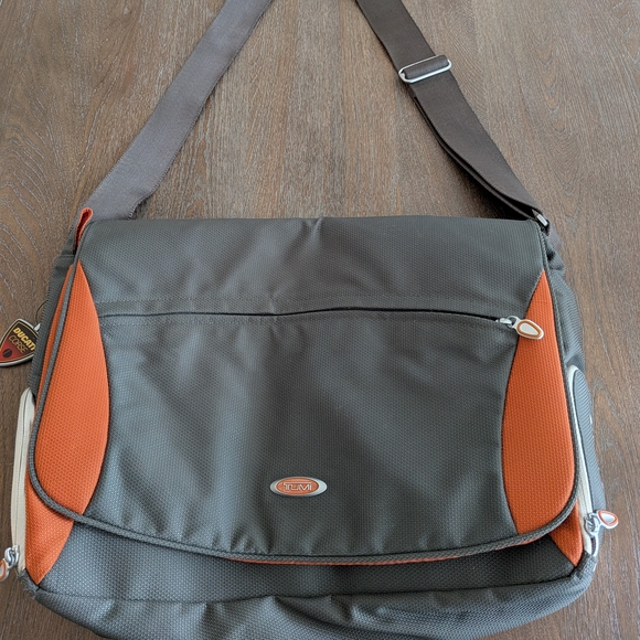 Tumi Brown and Orange Messenger Bag - Picture 1 of 12